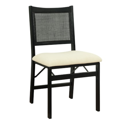 Upholstered Cane Folding Chair