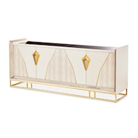 Glam Rectangular 4-Door Console Table with Mirror Tabletop