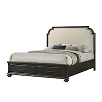 Hamilton Transitional Queen Upholstered Storage Bed with Nailhead Trim Headboard