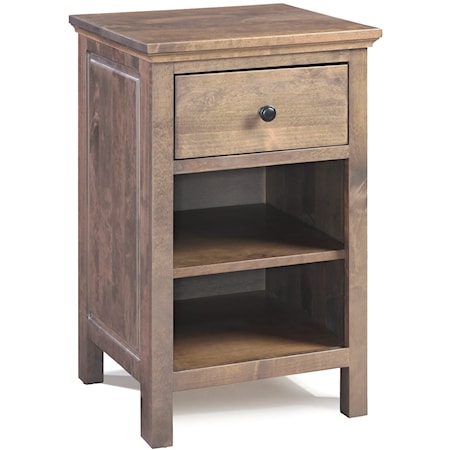 1-Drawer Nightstand with Open Shelving