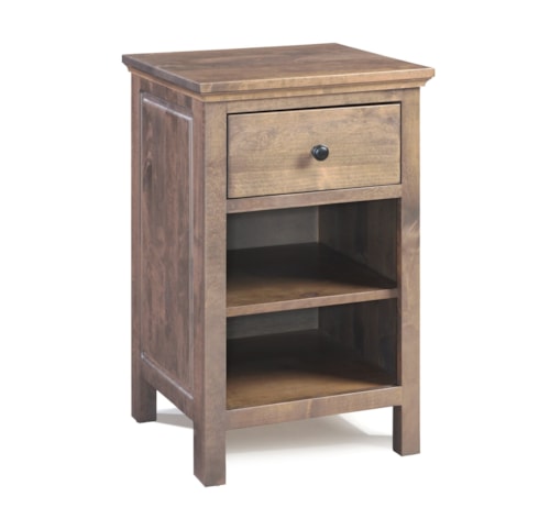1-Drawer Nightstand with Open Shelving