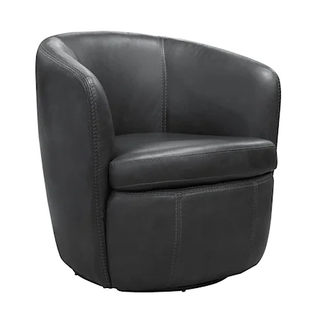 Transitional Swivel Club Chair with Barrel Seat