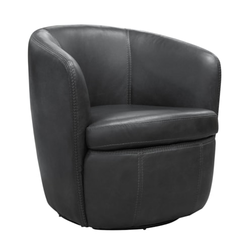 Contemporary Leather Swivel Barrel Chair