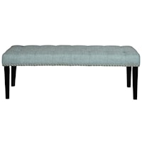 Transitional Diamond Button Tufted Upholstered Bed Bench in Lunar Chambray