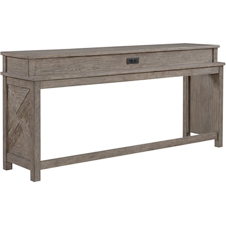 Rustic Console Counter-Height Table with USB and A/C Outlets