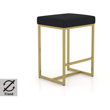 Contemporary Upholstered Counter Stool with Gold Metal Legs