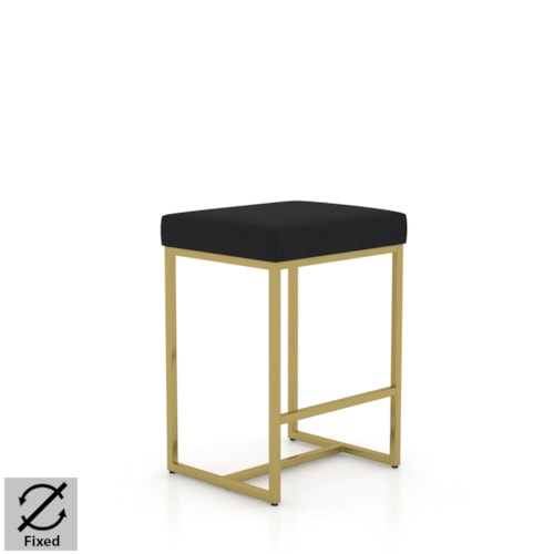 Contemporary Upholstered Counter Stool with Gold Metal Legs