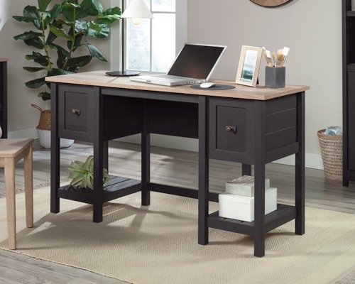 Farmhouse Double Pedestal Desk with 2 File Drawers