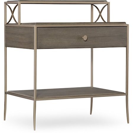 Contemporary 1-Drawer Leg Nightstand with Metal Frame