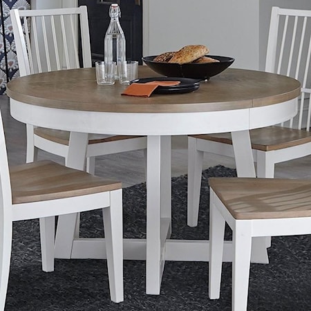 Transitional 48 Inch Round Dining Table with 18 Inch Table Leaf