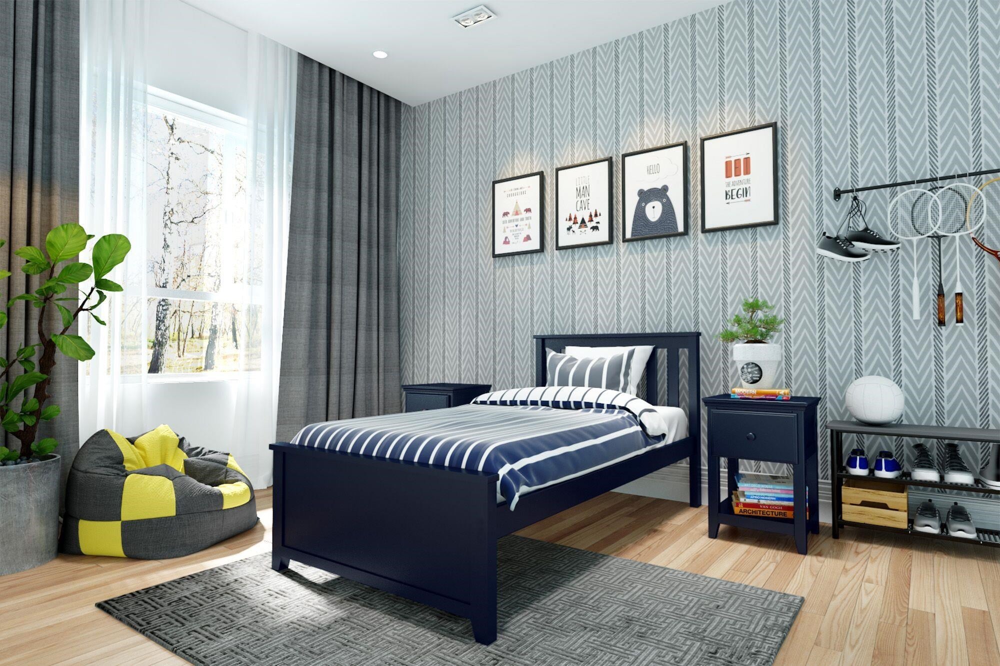 Jackpot Kids Single Beds Youth Twin Single Bed in Blue