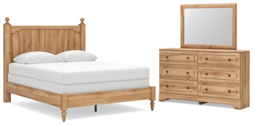 Queen Panel Bed, Dresser And Mirror