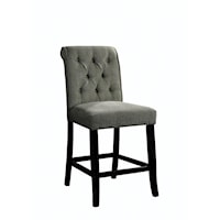 Set of 2 Transitional Counter Height Side Chairs with Tufted Back
