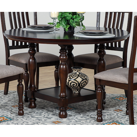 48" Round Dining Table-Brown