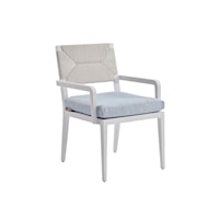Outdoor Coastal Dining Arm Chair with Woven Back