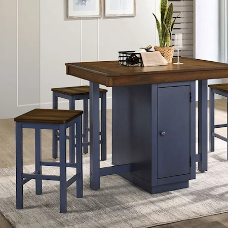 5-Piece Transitional Counter Height Dining Set with Two-Tone Finish