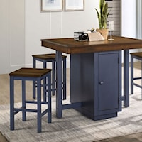 5-Piece Transitional Counter Height Dining Set with Two-Tone Finish