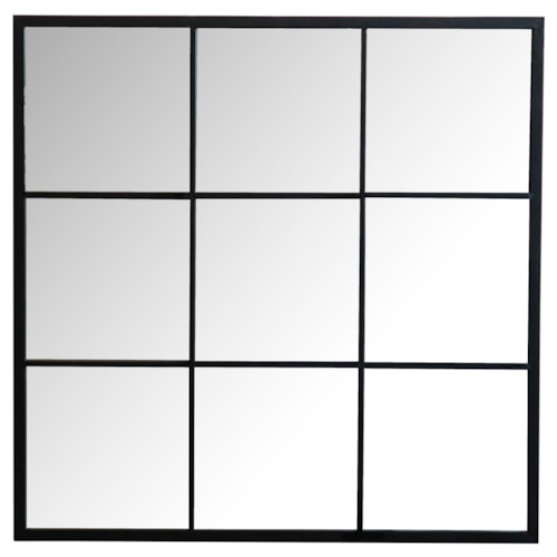 Quetzal 35 X 35 Inch Square Window Pane Wall Mirror Black