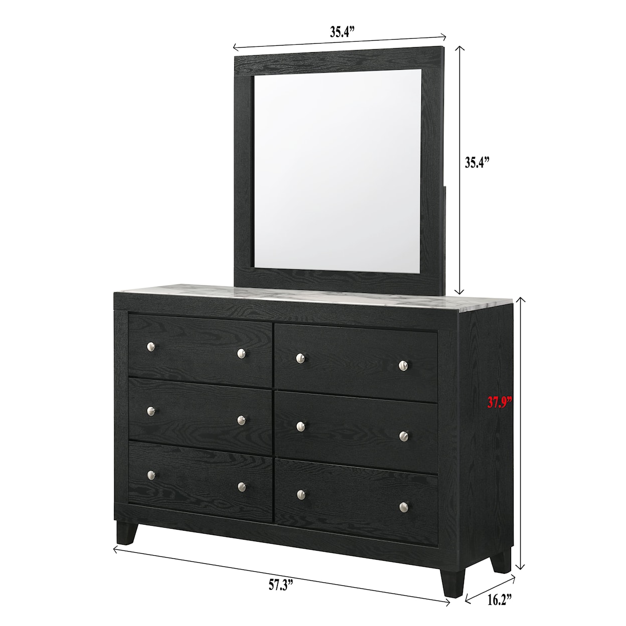 Crown Mark Kaden Dresser & Mirror Set