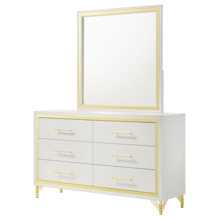 Lucia 6-drawer Dresser w/ Mirror