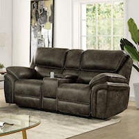 Casual Power Loveseat with Cupholders and Storage Console