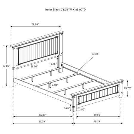 Wood Cal King Panel Bed