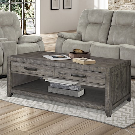 Transitional Coffee Table with Drawer Storage