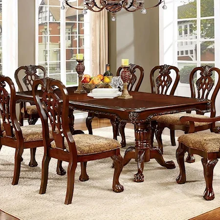 Traditional Dining Table with Expandable Leaf