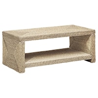 Coastal Woven Cocktail Table with Bottom Shelf