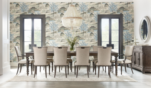 Traditional 11-Piece Dining Set with Upholstered Chairs