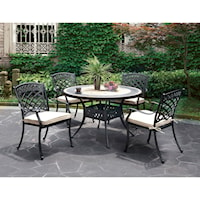 Transitional Round Table + 4 Arm Chairs