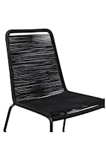 Armen Living Shasta Outdoor Patio Dining Chair in Black Powder Coated Finish with Black Textiling - Set of 2