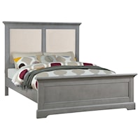 Casual Queen Upholstered Bed with USB Port