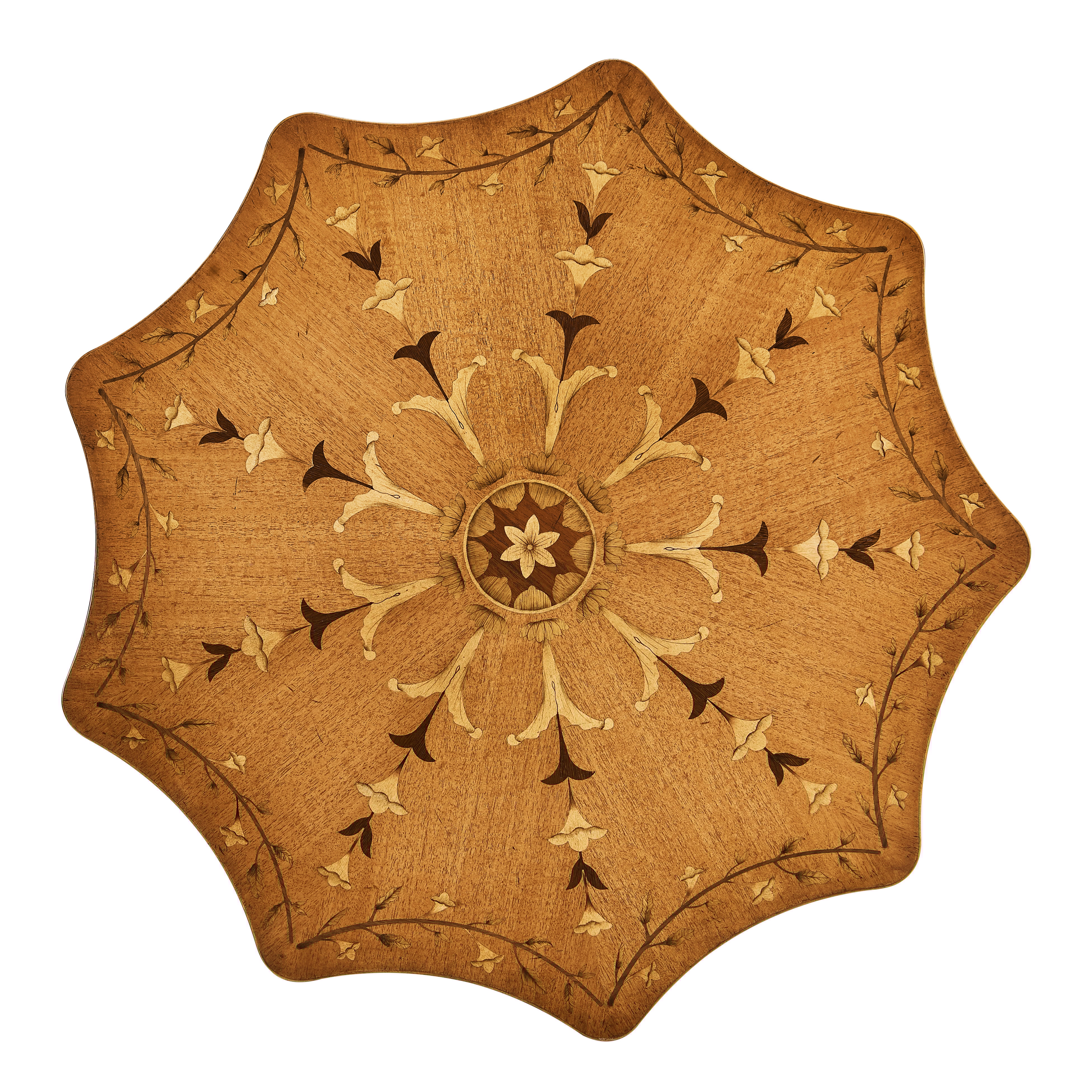 Finely Inlaid Lamp Table with Nine Sided Top