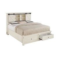 California King Bookcase Bed with Footboard Storage