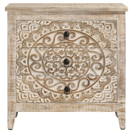 Mariska 3-drawer Wood Mandala Cabinet