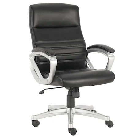 Contemporary Desk Chair with Adjustable Seat and Stainless Steel Base