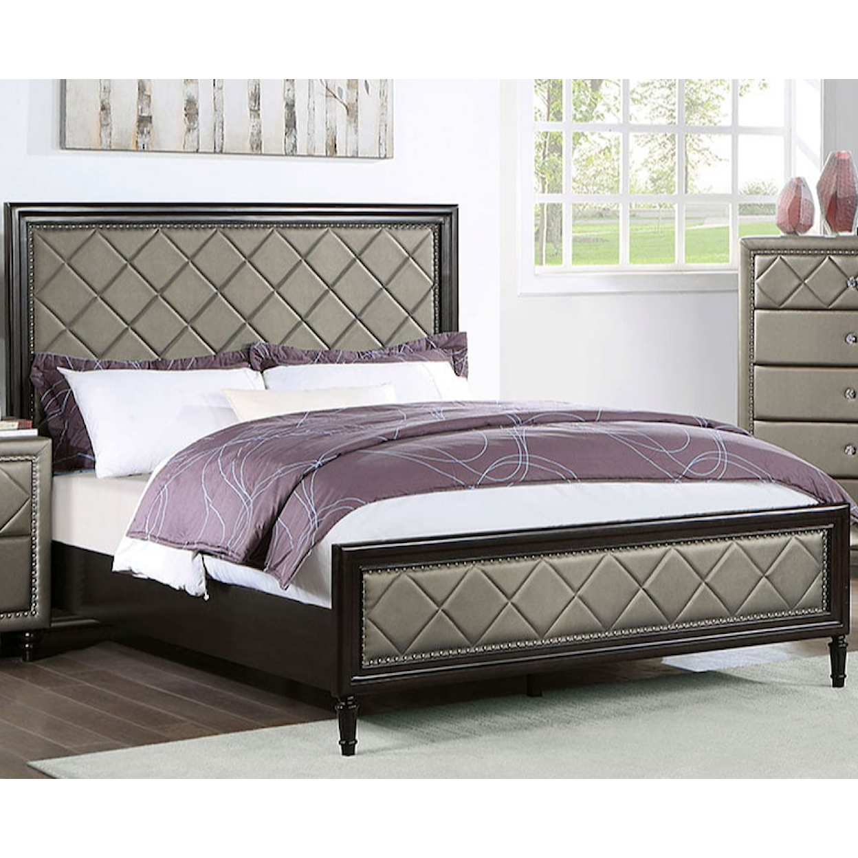 Furniture of America Xandria Upholstered California King Panel Bed