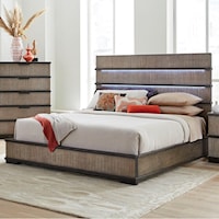 Contemporary King Platform Bed with Headboard Lighting