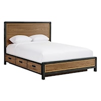 Industrial Queen Panel Storage Bed with 6 Drawers
