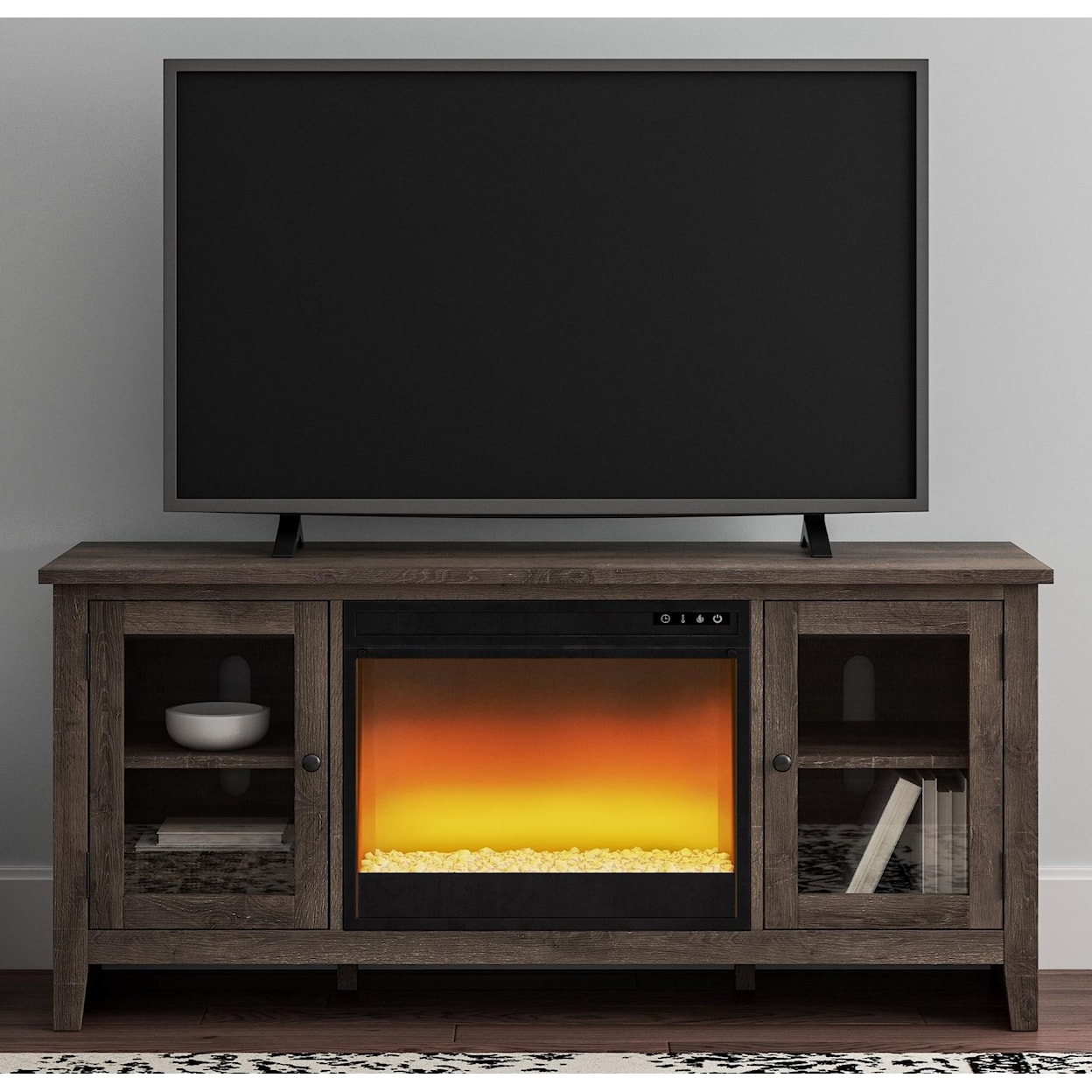 Benchcraft Arlenbry Large TV Stand w/ Fireplace Insert