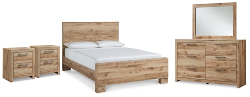 Queen Panel Bed With Dresser, Mirror And 2 Nightstands