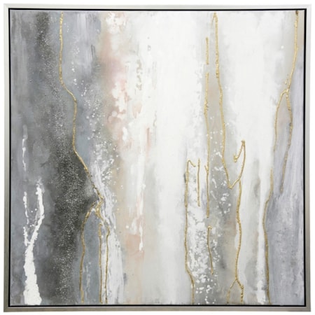 Hand Painted Canvas Art With Silver Frame