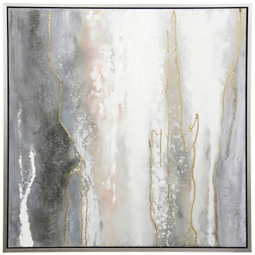 Hand Painted Canvas Art With Silver Frame