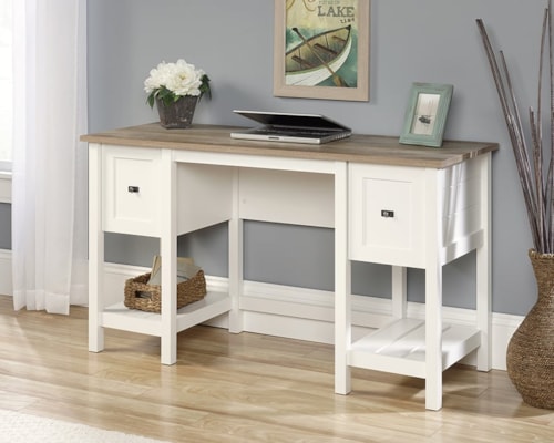 Farmhouse Double Pedestal Desk with 2 File Drawers