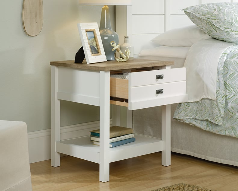 Sauder Cottage Road Nightstand with Lower Storage Shelf