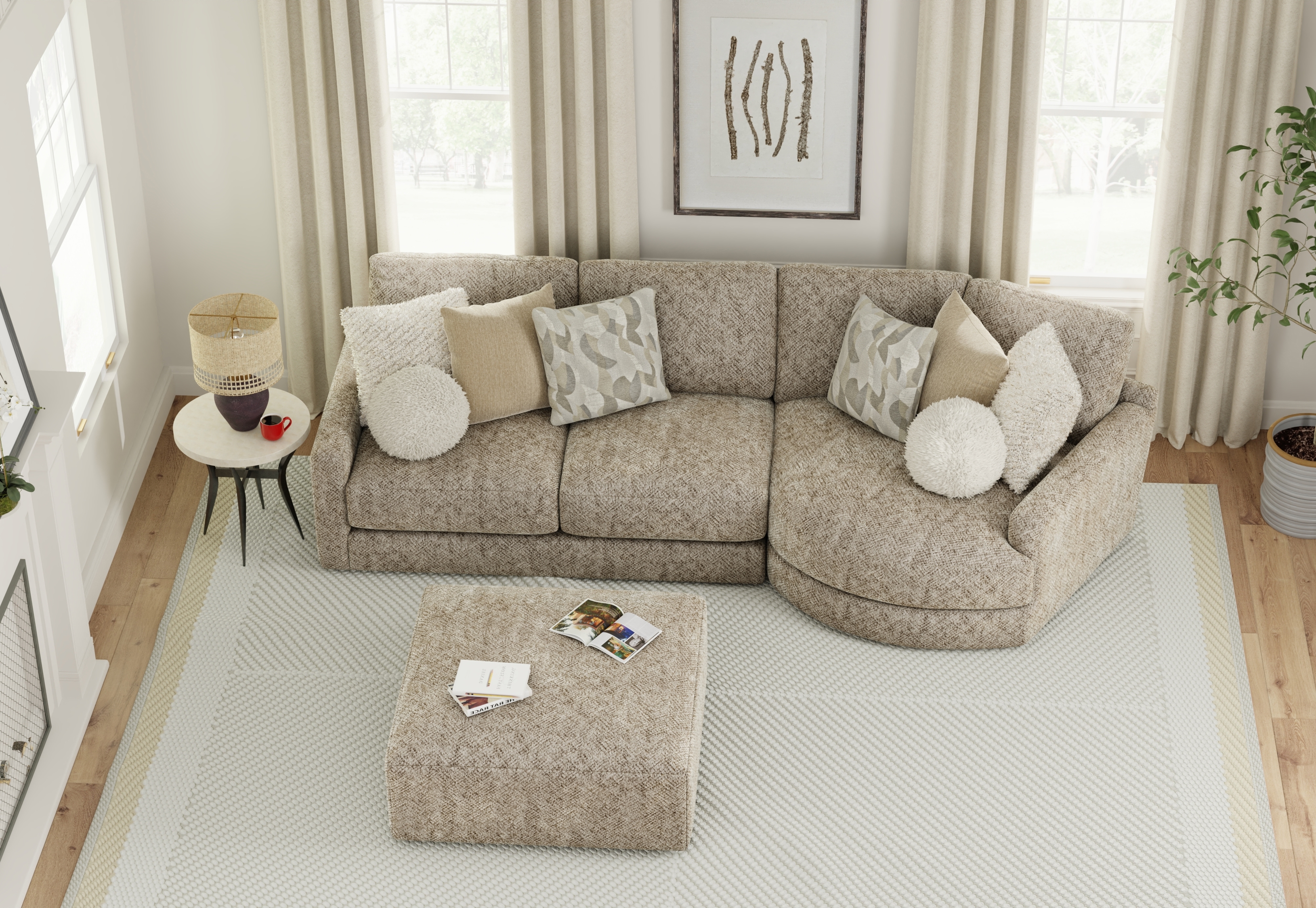 Jackson Furniture Turner 3-Piece Sectional Sofa with Cocktail Ottoman