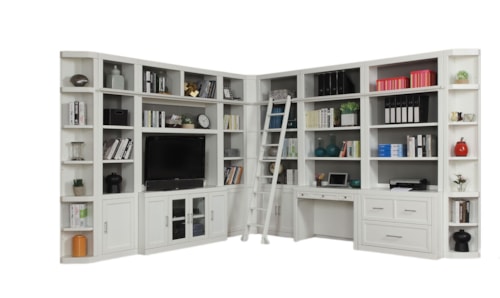 Cottage 13-Piece Corner Library Wall with Ladder