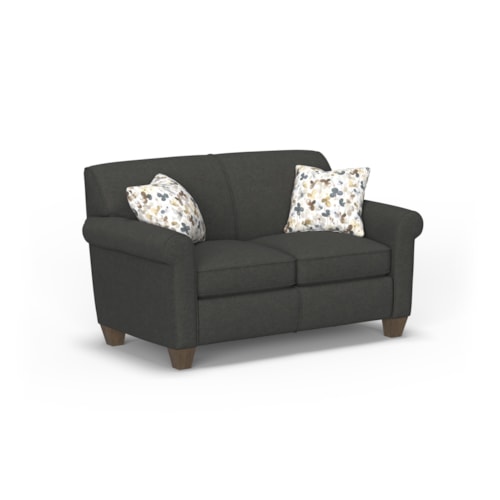 Transitional Loveseat with Tapered Legs