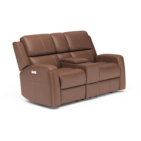 Power Reclining Console Loveseat with Power Headrests and Lumbar